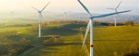 Panoramic,View,Of,Wind,Farm,Or,Wind,Park,,With,High